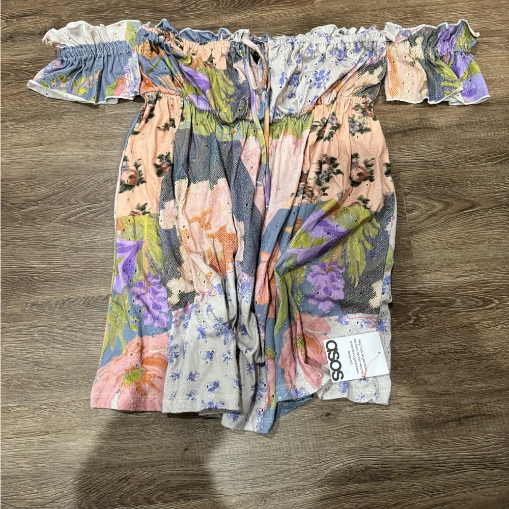 ASOS Multicolor Floral Off-Shoulder Dress